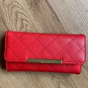 BCBG red quilted wallet